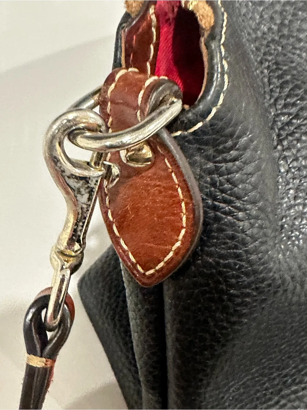Dooney & Bourke Black Domed Pebble Grain Zip Satchel -(VO 122864) with dust bag